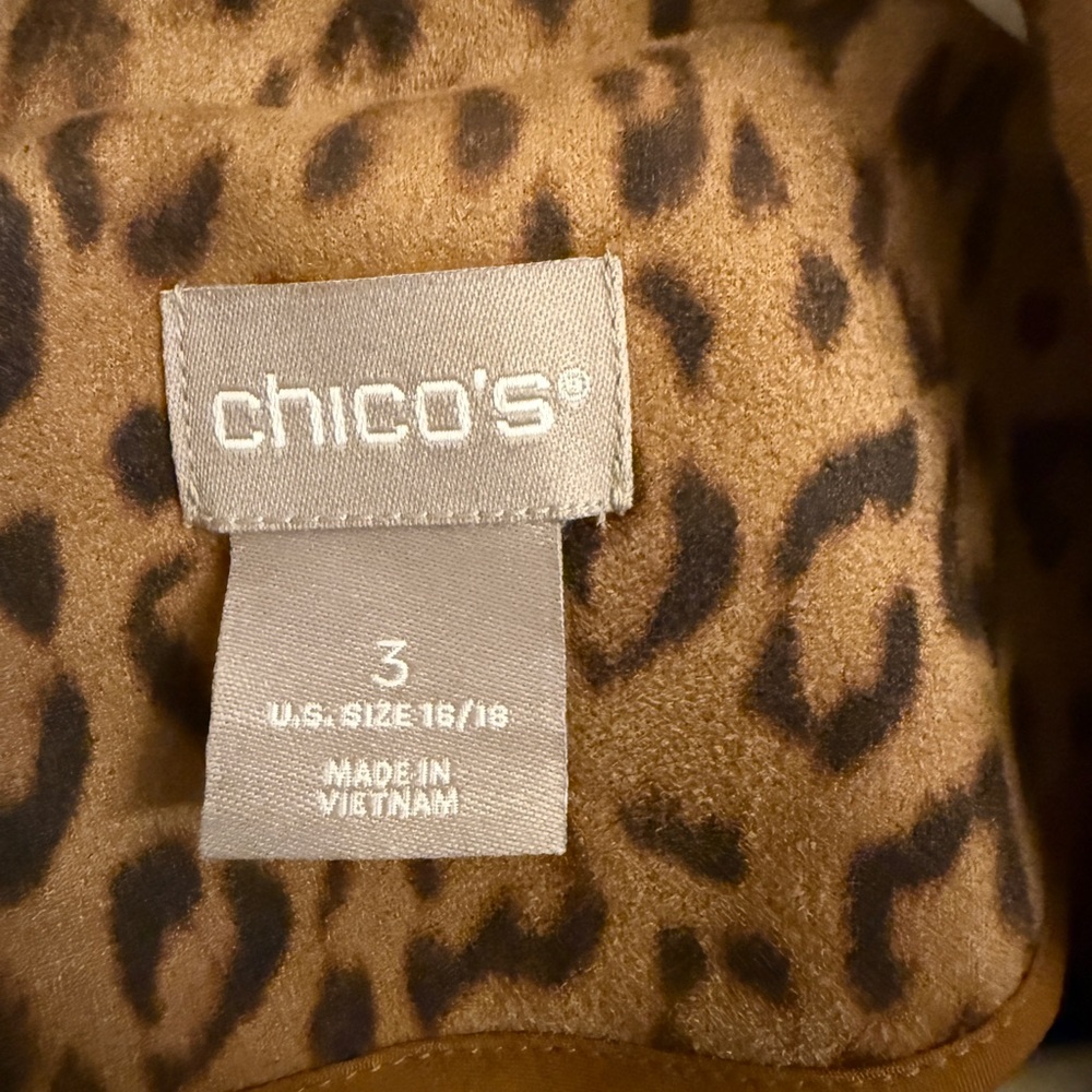 Chico’s Faux Suede Leopard Print Trench Coat - Picture 2 of 6